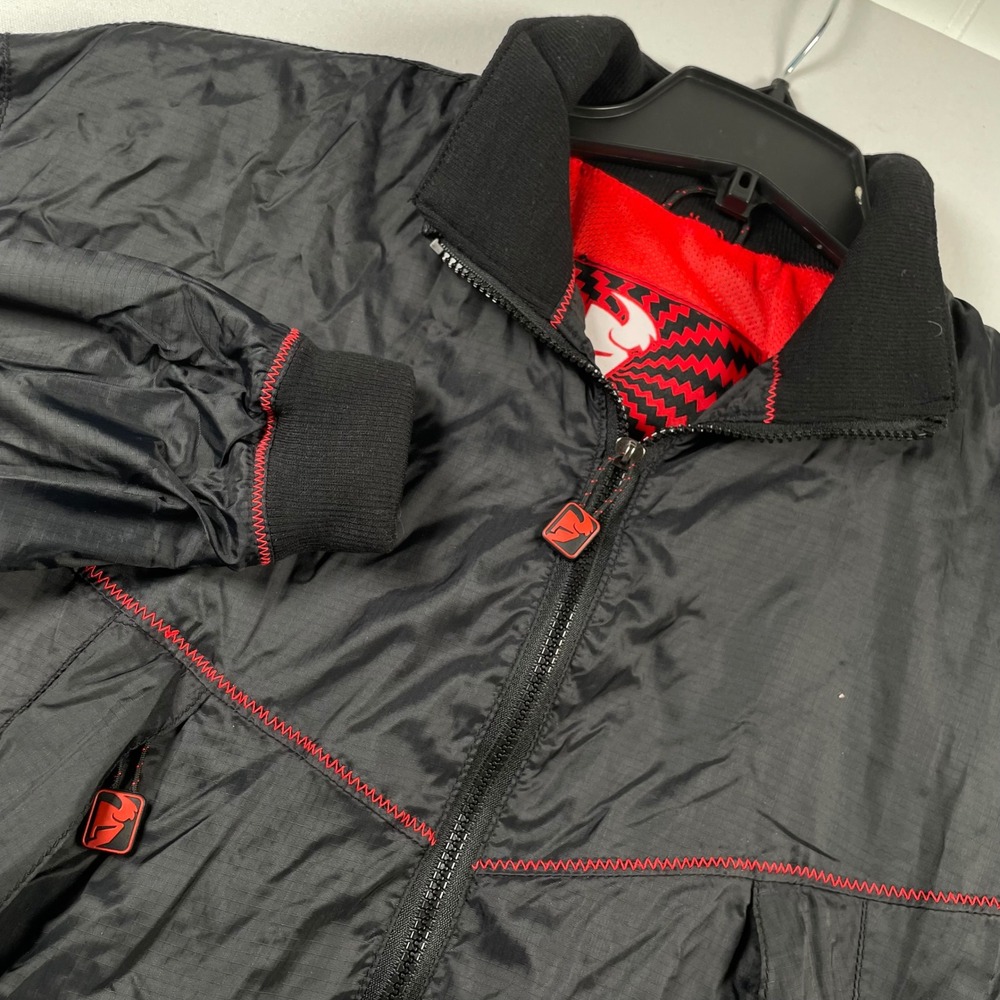 Thor Alpha Motocross Jacket Mens Large Black Red Ripstop Full Zip Windbreaker